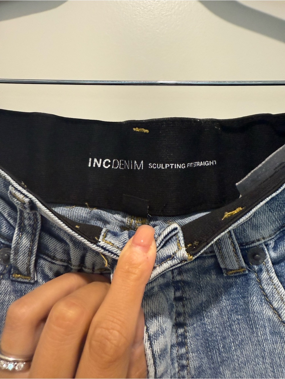 INC Denim High Waisted Distressed Elastic Waist Jeans - Picture 4 of 7